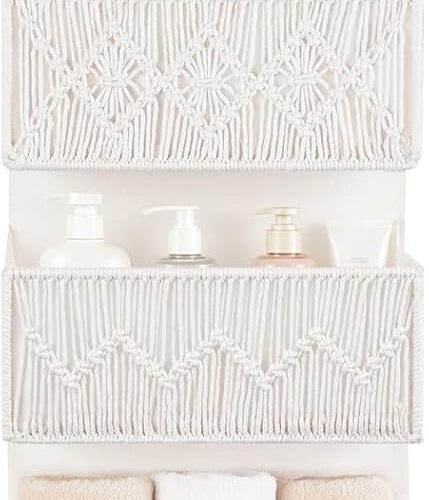 Macrame 5-Pocket Over-Door Nursery Organiser, White