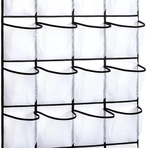 28-Pocket Over-Door Shoe Rack with Hooks