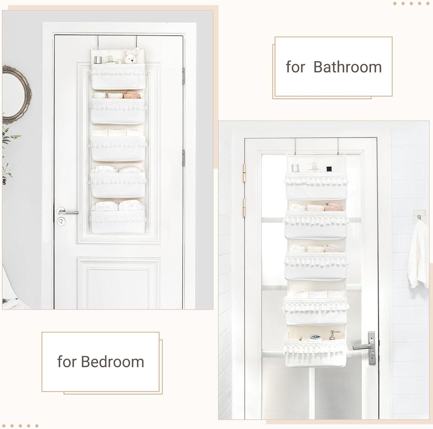 Boho 5-Pocket Over-Door Nursery Organiser, White - Image 2