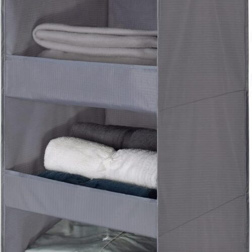 3-Shelf Collapsible Wardrobe Storage, Grey