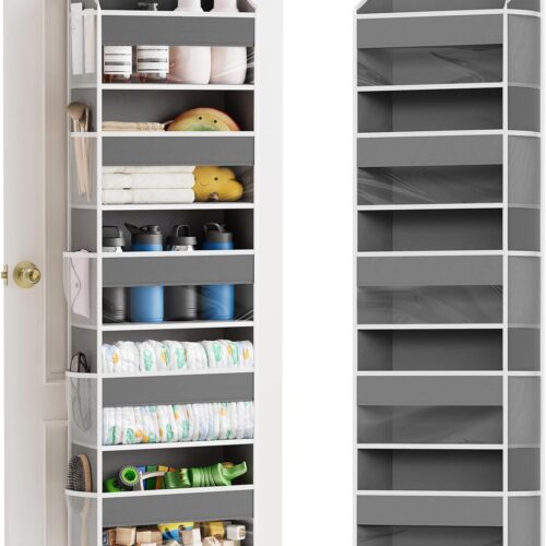 5-Layer Over-Door Organiser with Clear Window, Grey