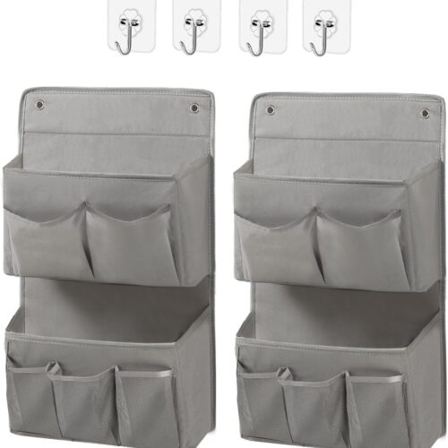 2-Pack Wall-Mounted Over-Door Storage, Grey