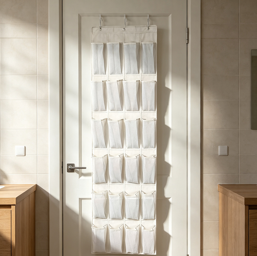 24-Pocket Over-Door Shoe Organiser, Light Grey