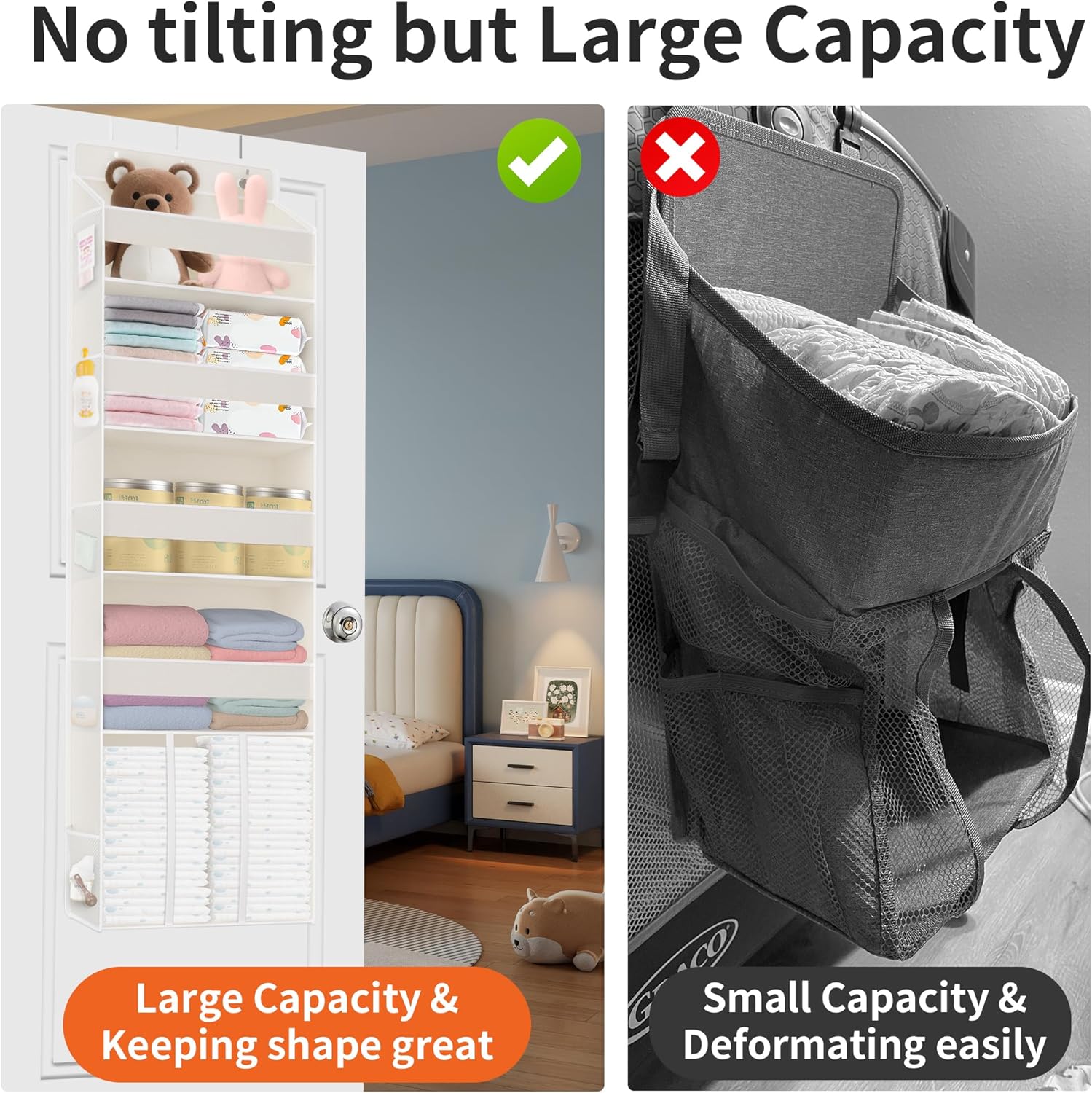 5-Tier Over-Door Baby Nappy Organiser, Beige - Image 2