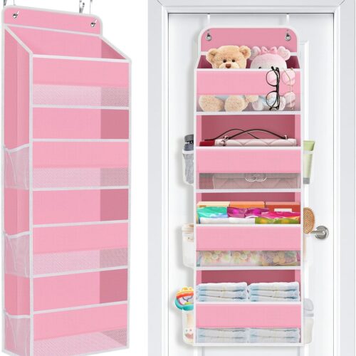 4-Pocket Over-Door Nursery Storage, Pink