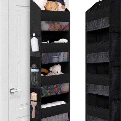 4-Shelf Waterproof Over-Door Organiser with Window, Black