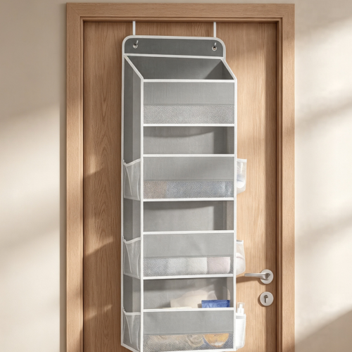 Over-Door Storage with Clear Window, Grey
